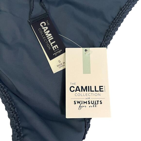 Swimsuits for All Camille Kostek Textured Bikini Bottom Blue Womens Size Small - Picture 3 of 6